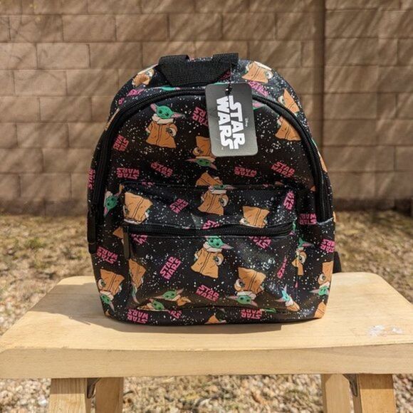 baby yoda leather backpack Disney Star Wars Mandalorian Baby Yoda‎ Grogu Print Mini Faux Leather  Backpack